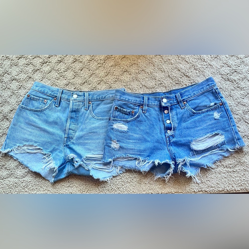 Levi's Blue Distressed Jean Shorts